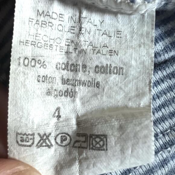 Brandy Melville Striped Cropped Tee Short Sleeve OS Blue White Made in Italy - Picture 4 of 4